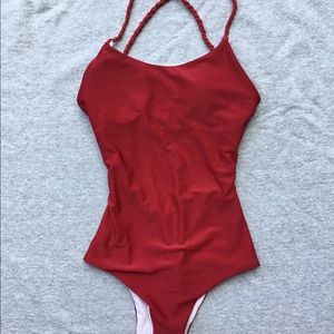 Burgundy Braided Back one piece